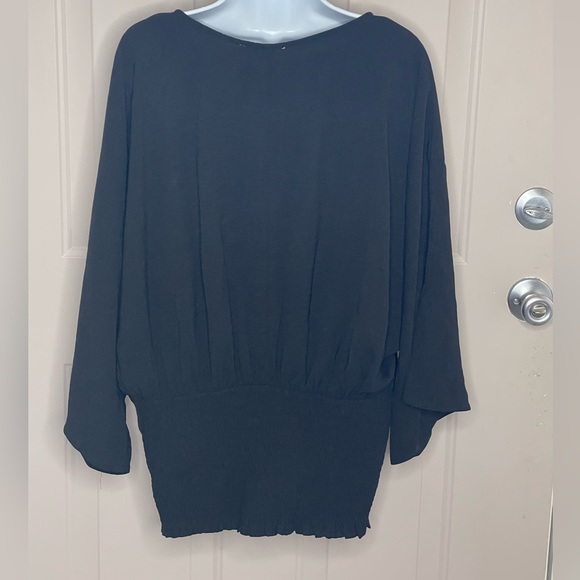 Perfectly Priscilla L dolman sleeve Black Blouse with Ruching - Picture 5 of 8